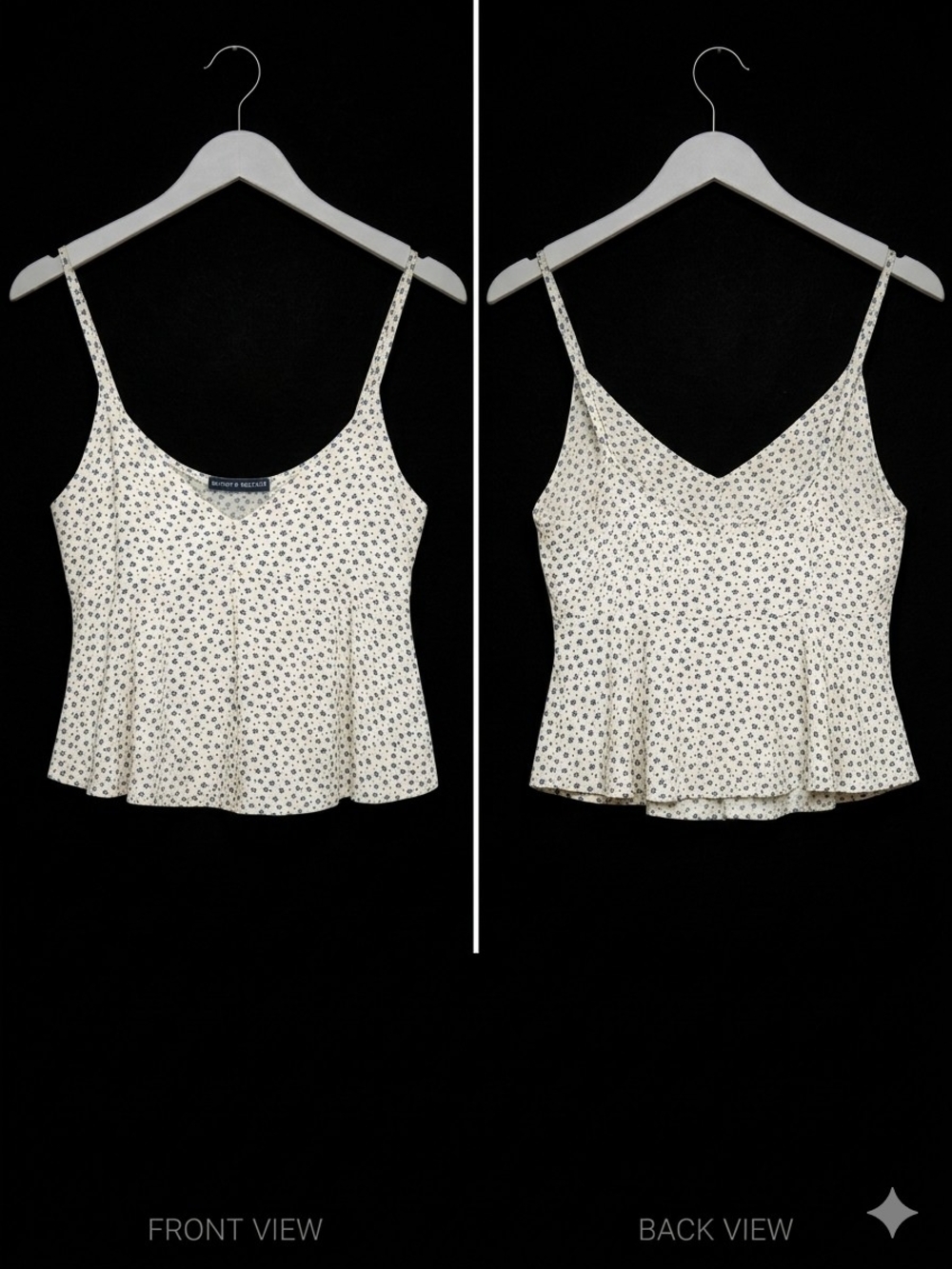Brandy Melville Cream Floral Peplum Cami Top NWOT, Size XS